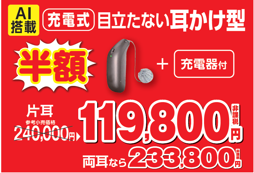AI  119800/233800  充電式目立たない耳かけ