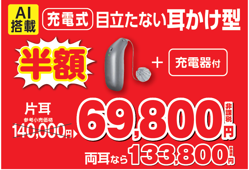 AI  69800/133800  充電式目立たない耳かけ